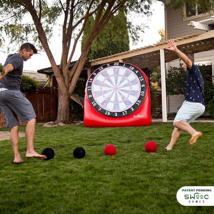 SWOOC Games - Inflatable Giant Kick Darts (15+ Ways to Play) - Jumbo Soccer Dartboard w/Air Pump - Big Carnival Games - Giant Outdoor Games - Oversized Dart Board Yard & Lawn Game for Kids & Adults