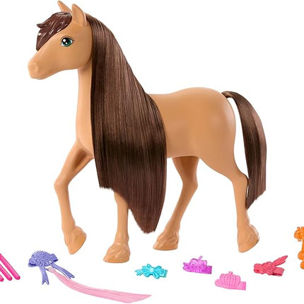 Barbie Mysteries: in Search of The Lost Mare Horse Hairstyles, Doll Toy Horse with Extra Long Mane, Comb and Hair Accessories, Inspired by The Series, +3 Years, HXJ37