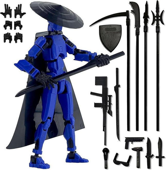 Already Assembled T13 Action Figure Accessories,Dummy 13 T13 Multi-Jointed Movable 3D Printed Toys (Blue)