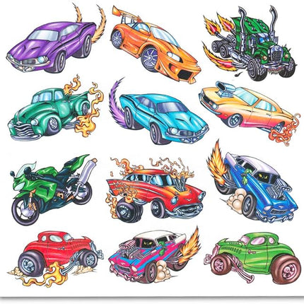 Hot Wheels Backpack Set - Bundle with Deluxe 16" Race Car Backpack Plus Temporary Tattoos, Water Bottle, More | Hot Wheels Backpack for Boys, Kids