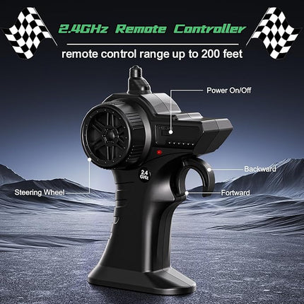 Remote Control Car RC Cars All Terrain Monster Truck, Outdoor 2WD Off Road Hobby RC Truck with 2 Rechargeable Batteries and Colorful Light, 20Km/h Fast RC Car Toys Gift for Kids Boys