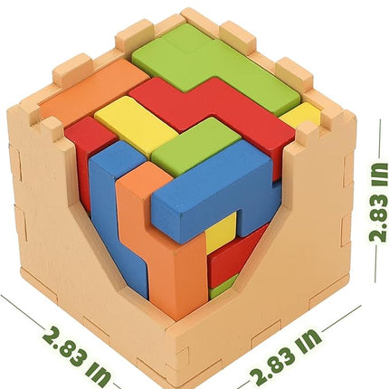 Sharp Brain Zone 3D Wooden Puzzle Cube (25N Style) | Colorful, Eco-Friendly Wooden Puzzle for Mental Stimulation, Focus, and Problem-Solving Fun | Challenging Brain Teaser for Adults and Kids