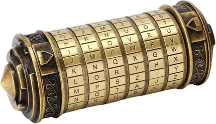 Cryptex Da Vinci Code Money Puzzle Box with Hidden Compartments Valentine's Day Gifts for Girlfriend Gifts for Men (Brass)
