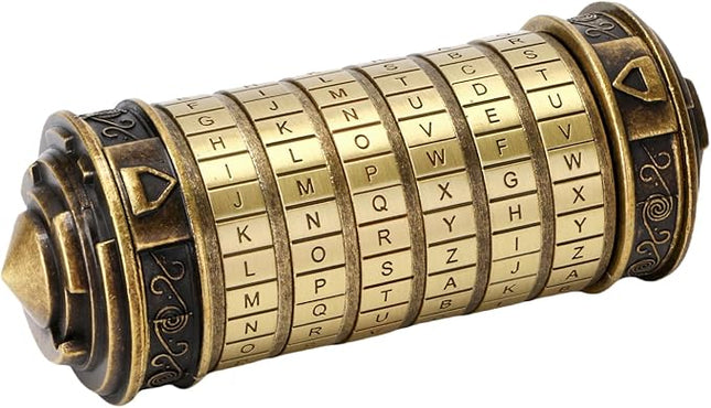 Cryptex Da Vinci Code Money Puzzle Box with Hidden Compartments Valentine's Day Gifts for Girlfriend Gifts for Men (Brass)