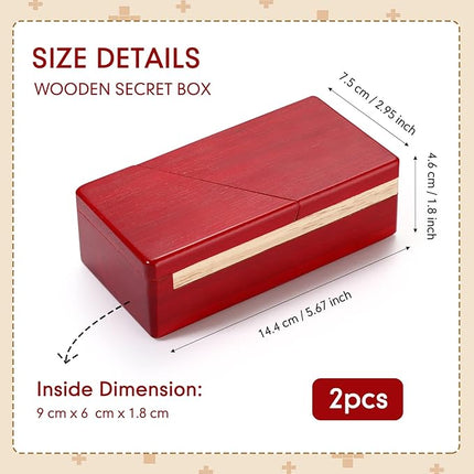 Zhanmai 2 Pack Impossible Puzzle Box Wooden Secret Puzzle Box with Drawer Mini 3D Brain Teaser Christmas Magic Gift for Adults Teens
