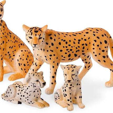 Terra by Battat – 4 Pieces Cheetah Family – 1 – 4-Inch Plastic Cheetah Figurines – Realistic Zoo Safari Animals for Kids – Educational Toy Figures – Inspires Imaginative Play – 3+ Years