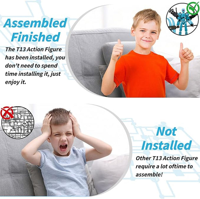 8Inch T13 Action Figure Assembly Completed,3D Printed Multi-Jointed Movable Toy Nova 13 Action Figures Desktop Decorations for Game Lovers Toy (Blue Luminous Blue)