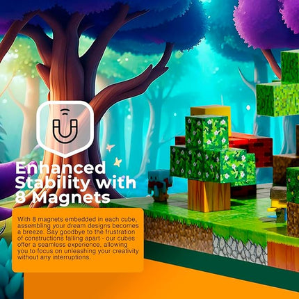 Magnetic Blocks Cubes 128PCS - STEM Cube Building Blocks & Magnet Cubes, Fidget, Montessori for Kids Ages 3-5 & 5-7 & 8-12, Magnetic Kit Cubes, Construction Magnet Toys Blocks Birthday Gifts