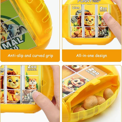 Rotating 3D Puzzle for Kids 3 4 5 6 7 Year Old, 4 Puzzles in 1, Handheld Game Fidget Toys for Travel, Cars & Plane, Fine Motor Skills Developing (Zoo Animal Squad)