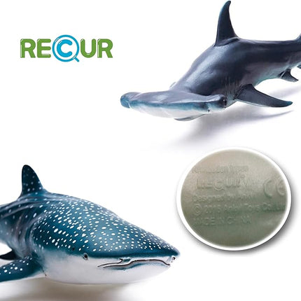 Gemini&Genius Whale Shark Hammerhead Shark Toys, Sea Animal Action Figures Ocean Model Toy Set for Play or Display, Gift, Educational, Role Play, Swim, Bath and Collection