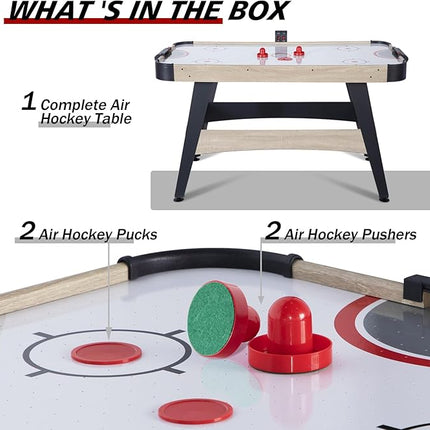 58" Air Hockey Table, Arcade Powered Air Hockey Game Table with Powerful Motor, Digital LED Scoreboard, Hockey Table Gaming Set Includes 2 Pucks & 2 Pushers for Home Game Room