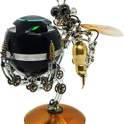 3D Metal Puzzles for Adult, DIY Metal Puzzle Toys, Cyberpunk Mechanical Wasp with Speaker for Men's Birthday (Speaker Version)