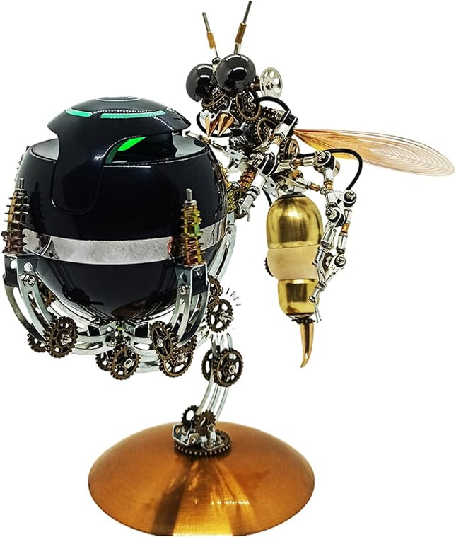 3D Metal Puzzles for Adult, DIY Metal Puzzle Toys, Cyberpunk Mechanical Wasp with Speaker for Men's Birthday (Speaker Version)