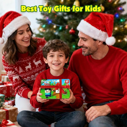 Mini Magnetic Blocks with Iron Box, 60 PCS Travel Magnetic Building Blocks, STEM Educational Building Set Construction Toys for Kids Ages 3+, Building Toys for Toddlers Boys & Girls Birthday Gift