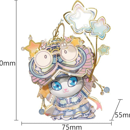 MU 3D Puzzles The Mermaid Kitty Cat Beauty Kitten Metal Figures Model, Metal Models Kits Miniature Building for Adult to Build,Hobby Birthday New Year Gifts Collectibles