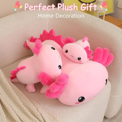 SQEQE Weighted Axolotl Plush, Weighted Axolotl Stuffed Animal, Cute Plushies Soft Pink Pillow Toy Gift for Kids Adults 13.8 Inch, 1.6 Lbs