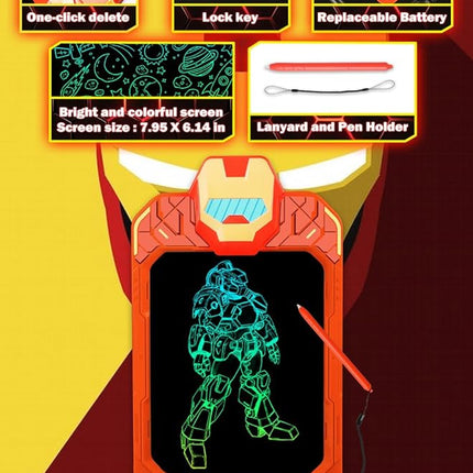 LCD Writing Tablet for Kids 10 Inch Mech Iron Hero for Toddler 3 4 5 6 7 8 - Paint, Doodle Board, Drawing Pad - Travel Toys, Road Trip Car Activities, Birthday Christmas Gift Boys & Man