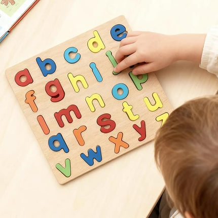 Wooden Puzzles for Toddlers, 2 Pack Alphabet Shape Wooden Puzzles for Kids Montessori Toddler Wooden Alphabet Number Shape Learning Puzzle for Kids 3 Years Over Boys & Girls