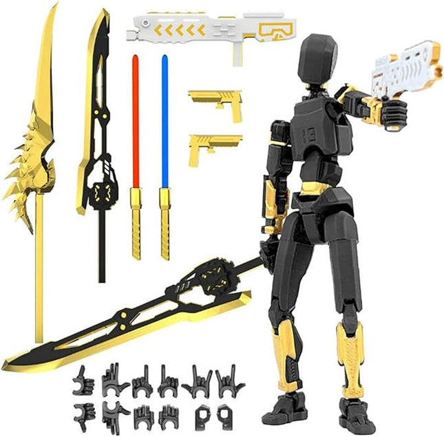 T13 Action Figure (Assembly Completed) Titan 13 Dummy 13 Action Figure Robot 13 Dummy 13 Figure 3D Printed Articulated Multi-Jointed Movable Robot Model (Space Warrior-BK)