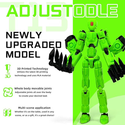 8Inch T13 Action Figure Assembly Completed,3D Printed Multi-Jointed Movable Toy Nova 13 Action Figures Desktop Decorations for Game Lovers Toy (Green)