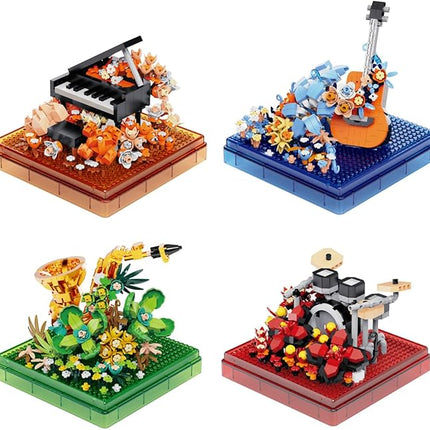Musical Instruments Micro Block Building Sets,Classical Famous Building Block Set,3000 PCS for Adults and Kids,Piano,Saxophone,Guitar and Drum Set with Clear Plastic Cover