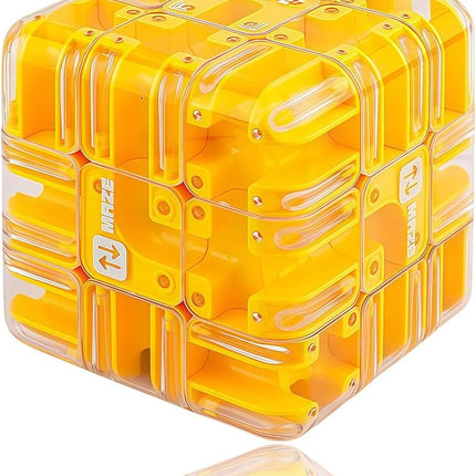 Large Labyrinth 3D Puzzle Maze Cube - Engaging Brain Teaser Toy (Yellow)