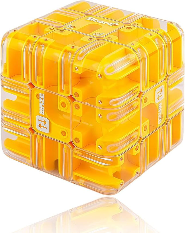 Large Labyrinth 3D Puzzle Maze Cube - Engaging Brain Teaser Toy (Yellow)