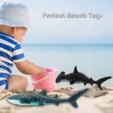 Gemini&Genius Whale Shark Hammerhead Shark Toys, Sea Animal Action Figures Ocean Model Toy Set for Play or Display, Gift, Educational, Role Play, Swim, Bath and Collection