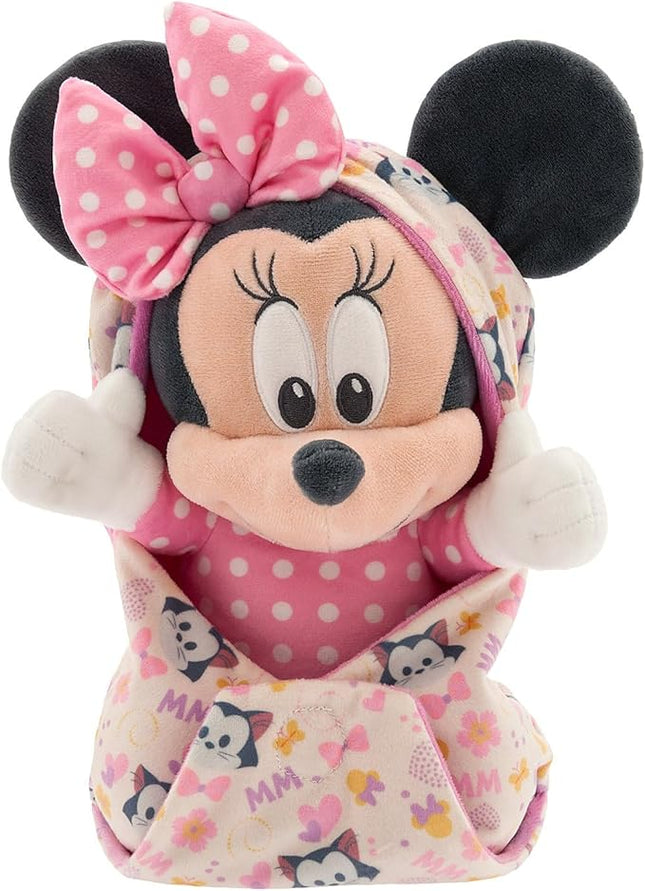 Disney Store Unisex-Children Babies Collection: Minnie Mouse Plush in Swaddle with Detailed Plush Features - Official Soft Toy - Stuffed Animals for Babies - Perfect for Fans & Kids