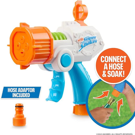 NERF Super Soaker Quadblast Blaster – Garden Hose Powered Soaking Machine for Epic Backyard Battles