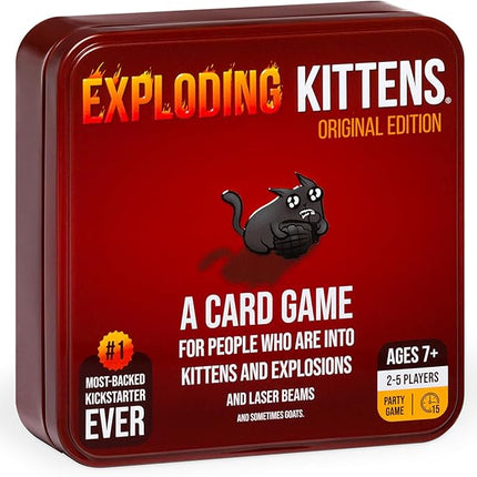 Exploding Kittens Original Edition in Collectible Tin - Fun & Hilarious Card Game for Kids and Adults, Ideal for Party Family Game Night and Party, 56 Cards Included