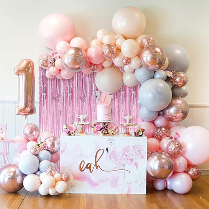 6 Pack Pink Foil Fringe Curtains Streamers Party Decorations 3.3 x 8.2 ft, Pink Tinsel Curtain Fringe Backdrop for Parties, Door Fringe Birthday Streamers, Barbie Backdrop Birthday Party Decorations