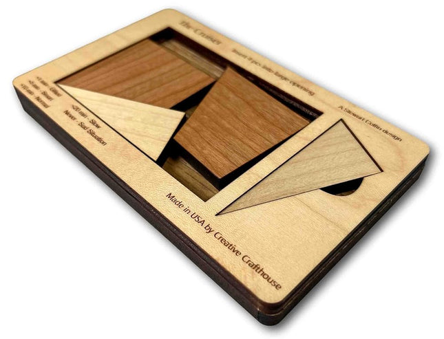 Perfect Gift for Puzzle Lovers - The Cruiser - 4 Piece Wooden Brain Teaser - Desktop and Coffee Table Fidget Toys