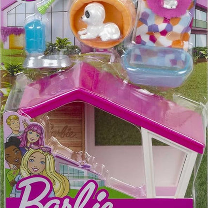 Barbie Mini Playset with 2 Pet Puppies, Doghouse and Pet Accessories, Gift for 3 to 7 Year Olds
