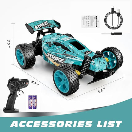 Tecnock RC Cars Remote Control Car for Kids, 1:18 Scale 20 KM/H 2WD Offroad Buggy, 2.4GHz RC Racing Car with USB-C Easy Charging & 50 Mins Playtime, Toys Gifts for Boys & Girls