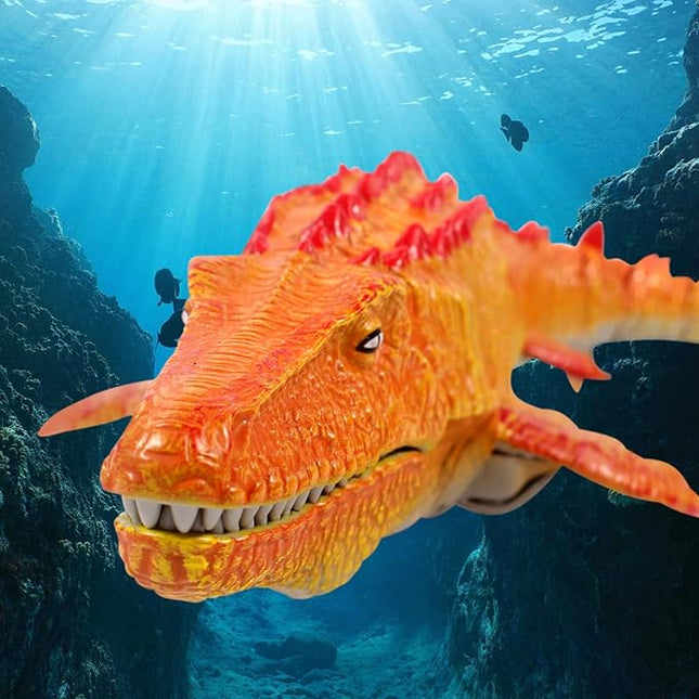 Dinosaur Pool Toys for Kids 5-7, Mosasaurus Water Dinosaur Toy | 2.4G Remote Control | One-Key Demo RC Dino Boat Shark Pool Diving Bath Toys with Light and Spray Water for Boys Girls