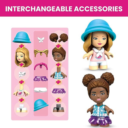 MEGA Construx Barbie Kids Building Toy Set, Adventure DreamCamper with 123 Pieces, 2 Micro-Dolls, Furniture and Accessories, Pink, Ages 5+ Years
