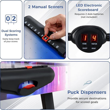 Goplus 56 Inch Air Hockey Table for Kids & Adults, Air Hockey Arcade Game Table with Digital LED Scoreboard, Powerful 12V Motor, 2 Pucks, 2 Pushers for Home, Office, Game Room