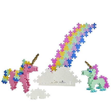 PLUS PLUS Learn to Build Set, Interlocking Mini Building Blocks, 3D Puzzle Construction Stem Toy for Kids - Unicorns, 275 Pieces
