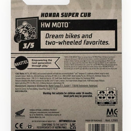 Mattel Hot Wheels Honda Super Cub, HW Moto 3/5 [Yellow] 87/250