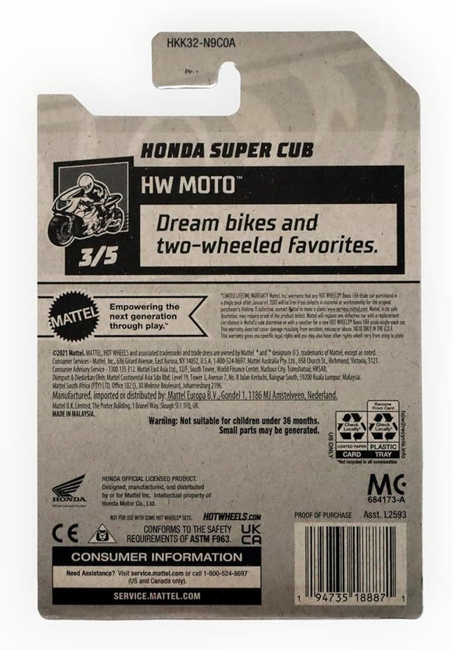 Mattel Hot Wheels Honda Super Cub, HW Moto 3/5 [Yellow] 87/250