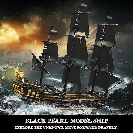 Mould King 13199 Pirates Ship Model Building Blocks Kits, MOC Large Black Pearl Sailboat Model Construction Set to Build, Gift for Kids Age 8+/Adults Collections Enthusiasts (3180+ Pieces)
