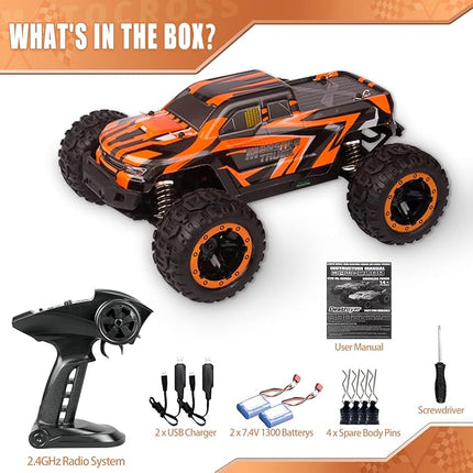 1:16 4X4 RTR Brushless Fast RC Cars for Adults, Max 42mph Hobby Electric Off-Road Racing Buggy, 4WD Offroad Remote Control Car with 2 Li-Po Batteries, Monster RC Truck for Boys