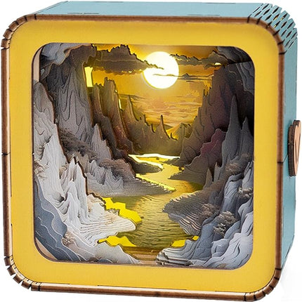 3D Puzzle Nightlight-DIY LED Light 3D Cave Wooden Puzzle-Art Lamp and Craft Kits for Kids and Adults-Birthday Gifts Toys-Home Desk Decor Family Game