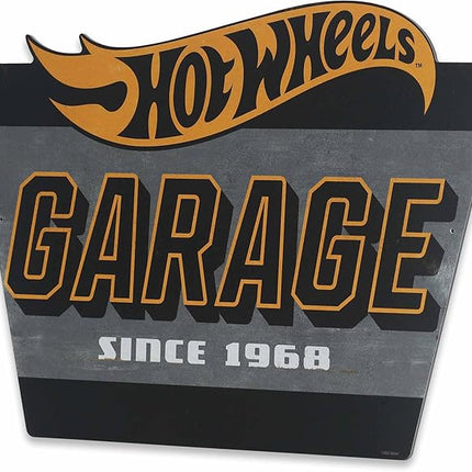Mattel Hot Wheels Garage Metal Sign - Vintage Hot Wheels Sign for Garage, Bedroom or Man Cave