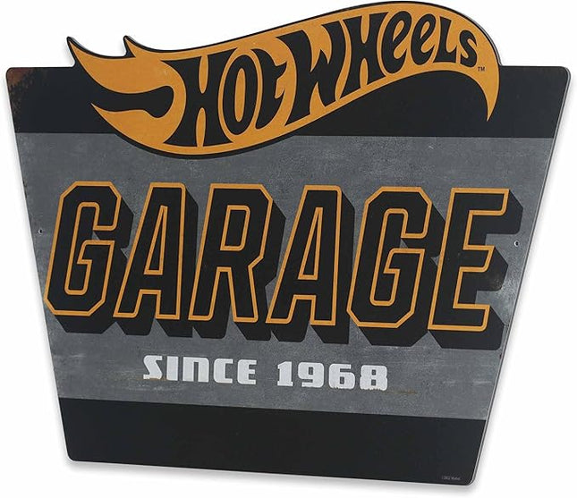 Mattel Hot Wheels Garage Metal Sign - Vintage Hot Wheels Sign for Garage, Bedroom or Man Cave