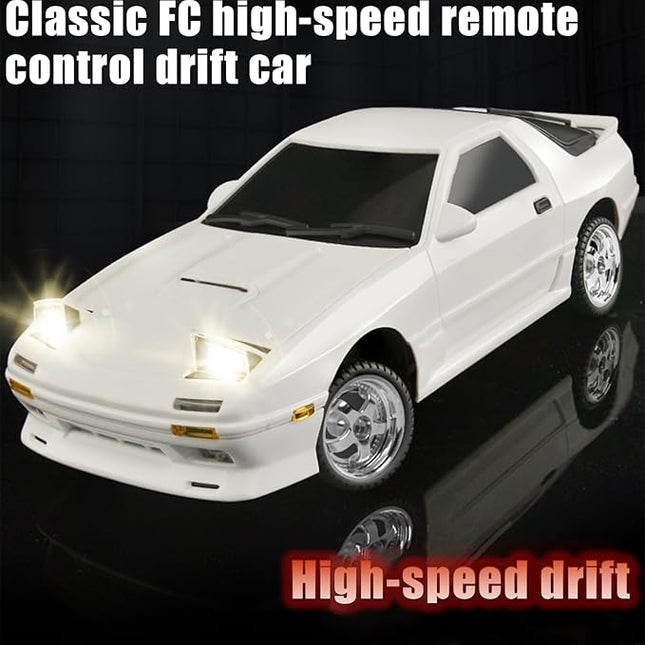 1:18 RX7-FC 3S Model LD1802 RC Drift Car 1/18 2.4G Remote Control on Road ESP Gyroscope LED Mini RC Racing Cars (White)