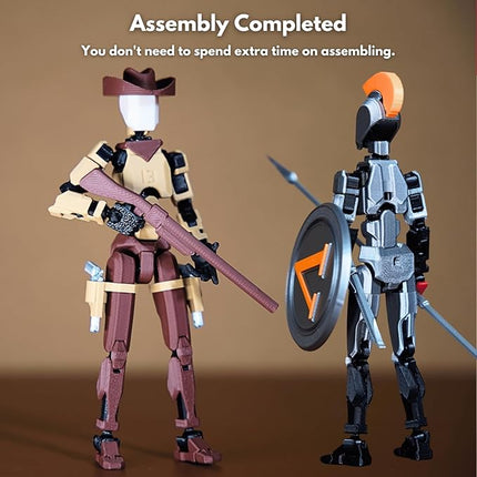 Spartan and Cowboy t13 Action Figure｜2-Pack 5.4 inches｜Assembly Completed｜ 3D Printed Dummy 13 Action Figure for Collectors｜Lucky 13 Gift for Friends