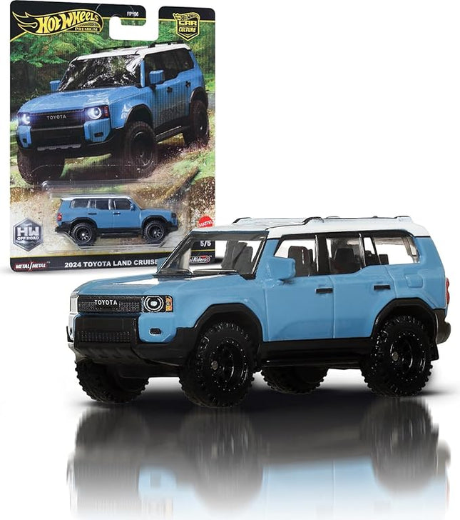 Hot Wheels Premium Car Culture Off Road 1:64 Scale Die-Cast 2024 Toyota Land Cruiser Vehicle with Real Riders Tires & Metal/Metal Body & Chassis
