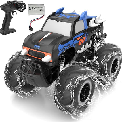 RC Monster Truck 1:16, Electric RC Car RC Monster Car 4WD Rock Crawler Scale Remote Control Truck Toy Cars,Waterproof&Dustproof Electric Vehicle Toys Car for Ages 6-12 (Blue)